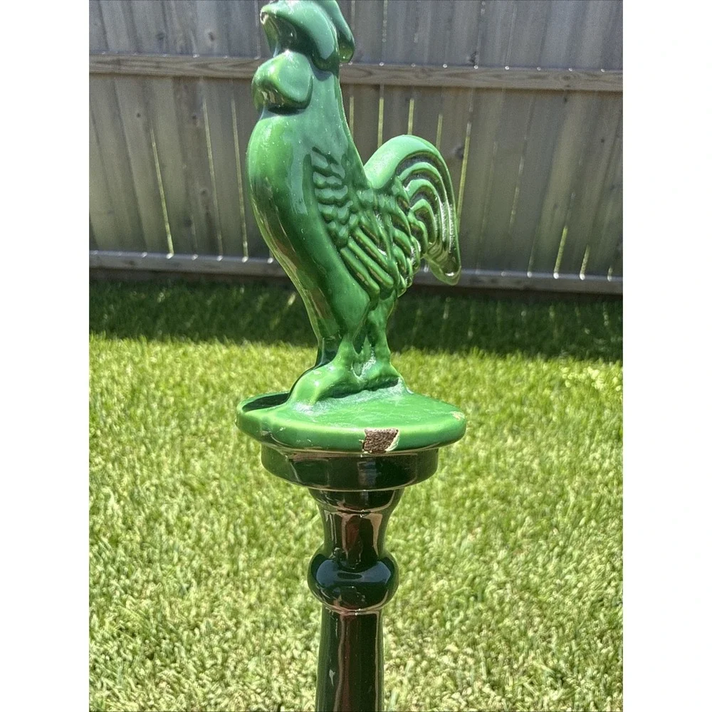 VTG Cast Iron GREEN ROOSTER Paper Towel Holder 15